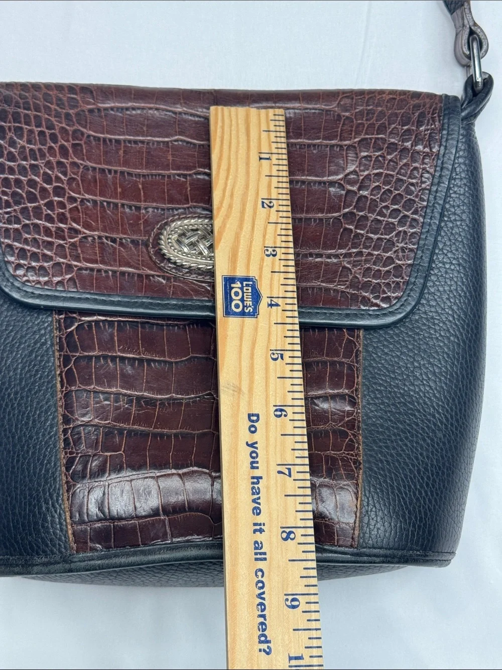 Brighton Brown Black Croc-Embossed Crossbody Bag purse leather crocodile pattern
